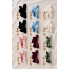 12li Karışık Renk Kelebek Detaylı  Peluş Mandal Toka Set