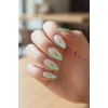 12li Krem Ve Yeşil Renk Jel Görünümlü Takma Tırnak (Yapıştırıcılı)