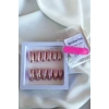 12li Pembe Renk Karışık Figürlü Jel Görünümlü Takma Tırnak Set (Yapıştırıcılı)