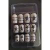 12li Siyah Ve Beyaz Yıldız Figürlü Takma Tırnak Set