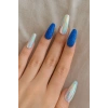 24lü Mavi Renk Simli Ve Hologramlı Takma Tırnak (Yapıştırıcılı)