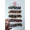 5li Karışık Renk Leopar Desenli Lastik Toka Set