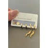 6lı Altın Renk Karışık Figürlü Çelik Küpe Set