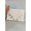 6lı Altın Renk Taş Detaylı 14k Altın Kaplama Küpe Set
