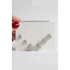 6lı Gümüş Renk Taş Detaylı Küpe Set
