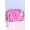 Açık Pembe Renk 3lü Şeffaf Makyaj Çantası