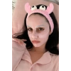 Açık Pembe  Renk Boynuz Ve Göz Figürlü Peluş Saç Bandı