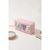 Açık Pembe Renk Love Detaylı Makyaj Çantası