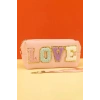 Açık Pembe Renk Love Detaylı Makyaj Çantası