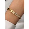 Altın  Renk 14K Altın Kaplama Taşlı Bileklik