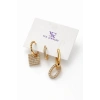 Altın Renk 3lü Ysx Küpe Set