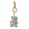Altın Renk Ayıcık Figürlü Gümüş Renk Taş Detaylı Çanta Charm/ Anahtarlık