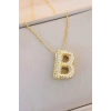 Altın Renk B Harf Taş Detaylı Çelik Kolye