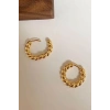 Altın Renk Burgu Detaylı Halka Küpe (Çift)