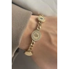 Altın Renk Çeyrek Figürlü Çelik Bileklik