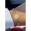 Altın Renk Çeyrek Figürlü Çelik Bileklik
