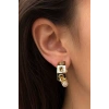 Altın Renk Charm Detaylı TX Halka Küpe (Çift)