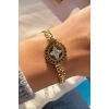 Altın Renk Çiçek Figürlü Çelik Bileklik