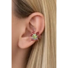 Altın Renk Çiçek Figürlü Taşlı Ear Cuff Küpe (Tek)