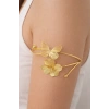 Altın Renk Çiçek Ve Kelebek Figürlü Tasarım Bileklik Kol Aksesuarı