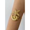 Altın Renk Deniz Kabuğu Ve Yıldız Detaylı Tasarım Bileklik Kol Aksesuarı