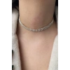 Altın Renk Dört Sıra Taş Detaylı Choker Kolye