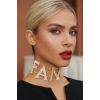Altın Renk FAN Yazılı Taş Detaylı Choker Kolye