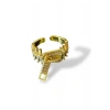 Altın Renk Fermuar Figürlü Ayarlanabilir Yüzük