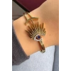 Altın Renk Göz Figürlü Çelik Kelepçe Bileklik