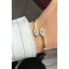 Altın Renk Göz Figürlü Çelik Kelepçe Bileklik