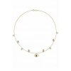 Altın Renk Göz Figürlü Taş Detaylı Choker Kolye