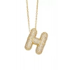 Altın Renk H Harf Taş Detaylı Çelik Kolye