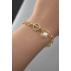 Altın Renk İnci Detaylı Bileklik