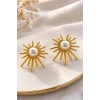 Altın Renk İnci Detaylı  Küpe (Çift)