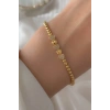 Altın Renk Kalp Figürlü  14K Altın Kaplama Taşlı Bileklik