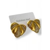 Altın Renk Kalp Figürlü Çelik Küpe (Çift)
