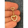 Altın Renk Kalp Figürlü Cerrahi Çelik Göbek Piercing