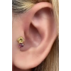 Altın Renk Kalp Figürlü Taş Detaylı Cerrahi Çelik Tragus/Kıkırdak Küpe/Piercing (Tek)