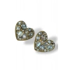 Altın Renk Kalp Figürlü Taş Detaylı Küpe (Çift)
