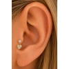 Altın Renk Kalp Figürlü  Taşlı Cerrahi Çelik Tragus/Kıkırdak Küpe/Piercing (Tek)