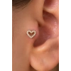 Altın Renk Kalp Figürlü Taşlı Cerrahi Çelik Tragus/Kıkırdak Küpe/Piercing (Tek)