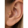 Altın Renk Kalp Figürlü Taşlı Cerrahi Çelik Tragus/Kıkırdak Küpe/Piercing (Tek)