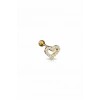 Altın Renk Kalp Figürlü Taşlı Cerrahi Çelik Tragus/Kıkırdak Küpe/Piercing (Tek)