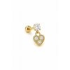 Altın Renk Kalp Figürlü  Taşlı Cerrahi Çelik Tragus/Kıkırdak Küpe/Piercing (Tek)