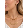 Altın Renk Kalp Figürlü Top Detaylı Çelik Kolye/Küpe Set
