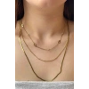 Altın Renk Kalp Figürlü Üçlü Çelik Kolye