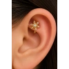 Altın Renk Kar Tanesi Figürlü Cerrahi Çelik Roof Küpe/Piercing (Tek)