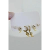 Altın Renk Karışık Figürlü 6lı Küpe Set