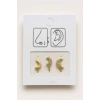 Altın Renk Karışık Figürlü Deliksiz Kulak/Burun 3lü Piercing Set