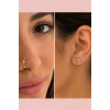 Altın Renk Karışık Figürlü Deliksiz Kulak/Burun 3lü Piercing Set